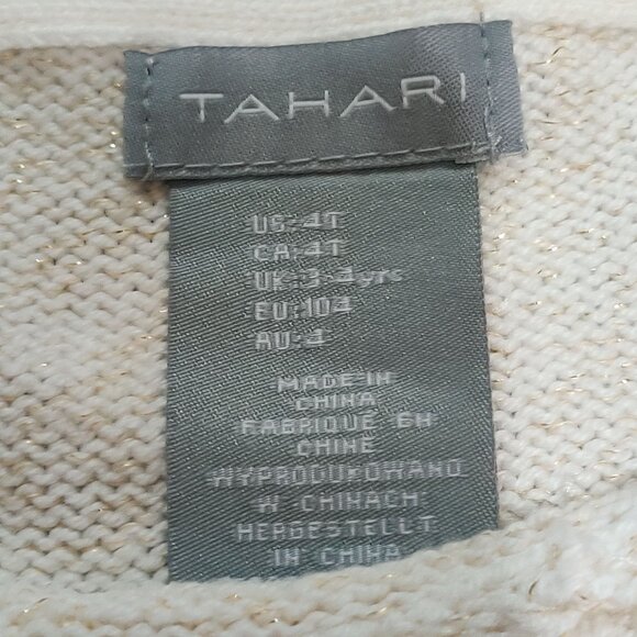 Tahari Girls 4T Ivory Knit Sweater Gold Snowflake Sequin Beaded Holiday Winter - Picture 7 of 8